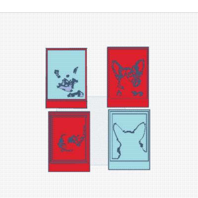 3D designs of 4 block prints in Tinkercad